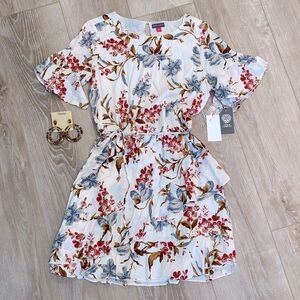 NWT Vince Camuto Floral Dress Small & NWT Natasha Earrings (Set)